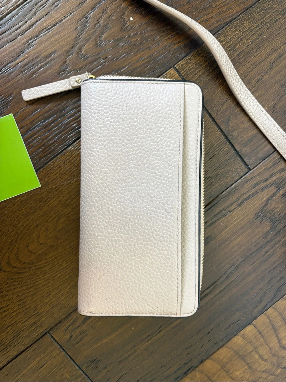 kate spade Blush Beige Leather Crossbody and Wallet Set with Black Trim